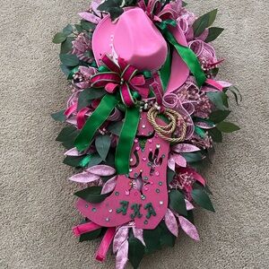 AKA Pink and Green Western Theme Decorative Wreath
